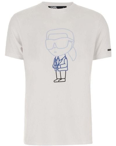 Karl Lagerfeld Stretch Cotton T-Shirt With Logo - White