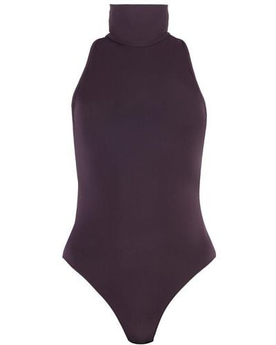 ANDAMANE Turtleneck Sleeveless Bodysuit - Purple