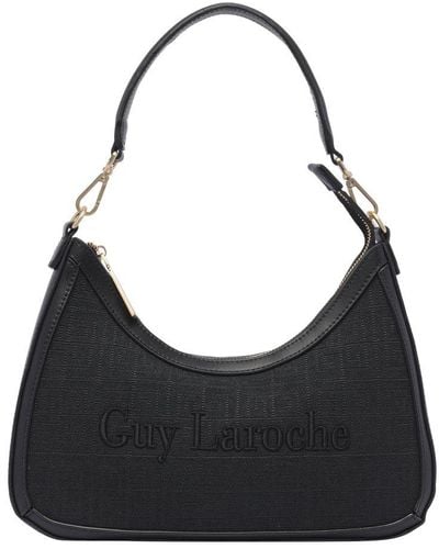 Guy Laroche Logo Embroidered Zipped Shoulder Bag - Black