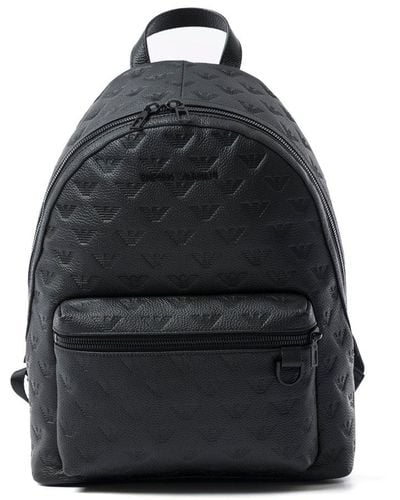 Emporio Armani Logo-jacquard Zip-around Backpack - Black
