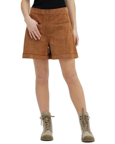 FEDERICA TOSI High-waisted Leather Shorts - Brown