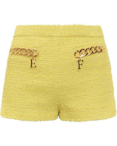 Elisabetta Franchi Maxi Chain Detailed Tweed Shorts - Yellow
