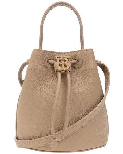 Burberry Leather Bucket Bag - Natural
