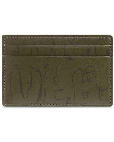 Alexander McQueen Graffiti Leather Card Holder - Green