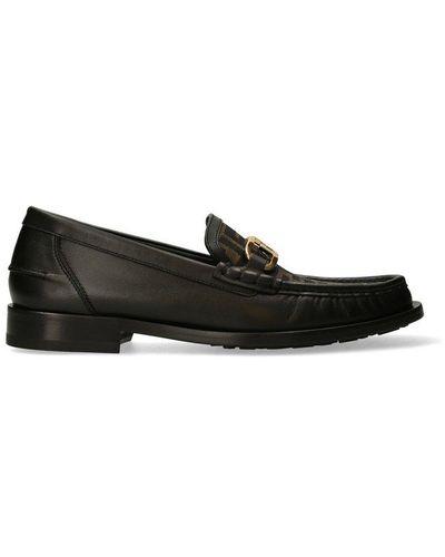 Fendi O'lock Ff Canvas & Leather Loafer - Black