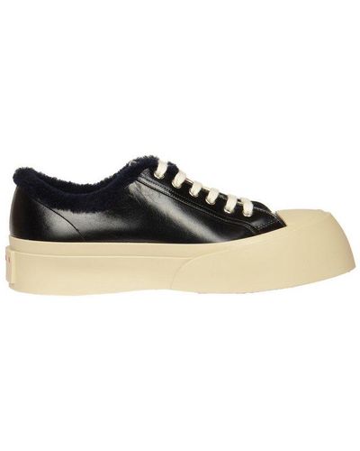 Marni Logo Embossed Lace-up Sneakers - Black