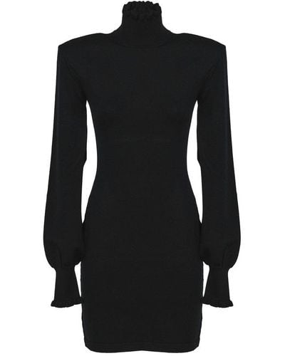 Sportmax Turtleneck Long-sleeved Dress - Black