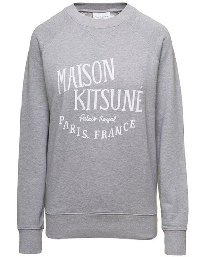 Maison Kitsuné Logo Printed Crewneck Sweatshirt - Gray
