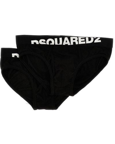 DSquared² 2-pack Elastic Logo Briefs Underwear, Body - Black