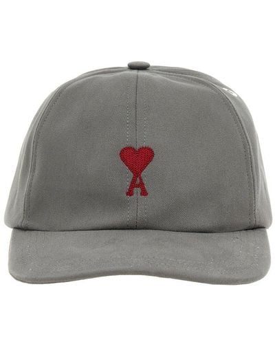 Ami Paris Logo Cap Hats - Grey