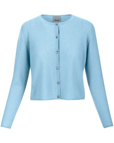 Allude Fine Knit Buttoned Cardigan - Blue