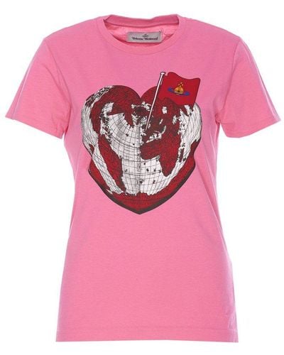 Vivienne Westwood Heart World Crewneck T-shirt - Pink