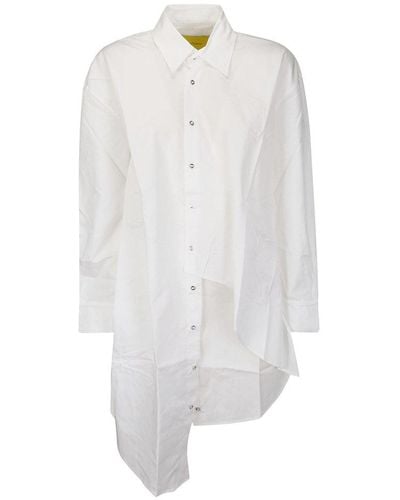 Marques'Almeida Curved Hem Wrap Shirt Dress - White