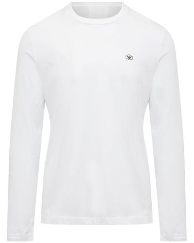 Emporio Armani Logo-patch Long-sleeved Crewneck T-shirt - White