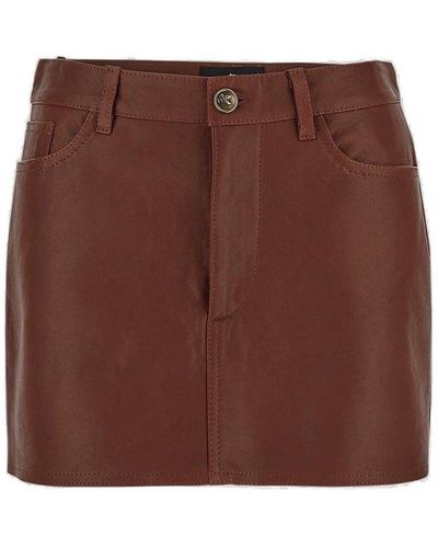 Etro Straight Hem Leather Skirt - Brown