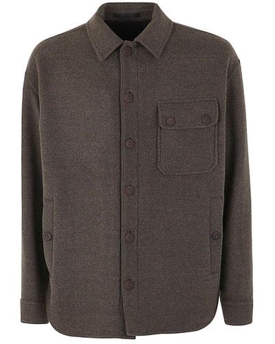 Giorgio Armani Long Sleeved Button-up Jacket - Black