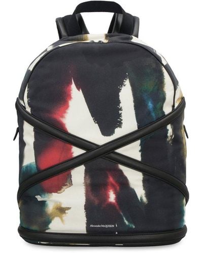 Alexander McQueen Harness Printed Nylon Backpack - Black