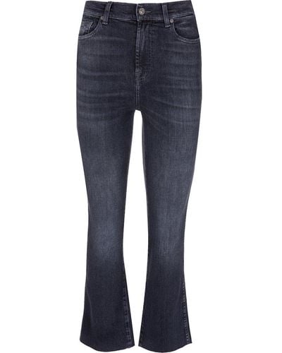 7 For All Mankind Mid Rise Cropped Flared Jeans - Blue