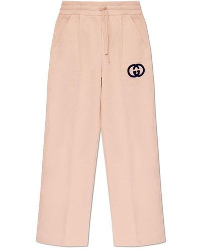 Gucci GG Embroidered Jersey Jogging Pants - Pink