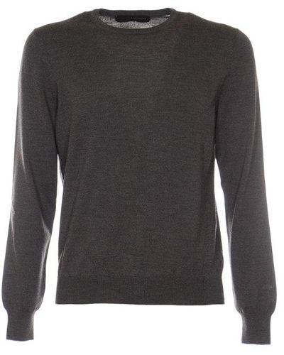 Tagliatore Long Sleeved Crewneck Sweater - Black