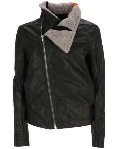 Rick Owens Asymmetric Leather Jacket - Black