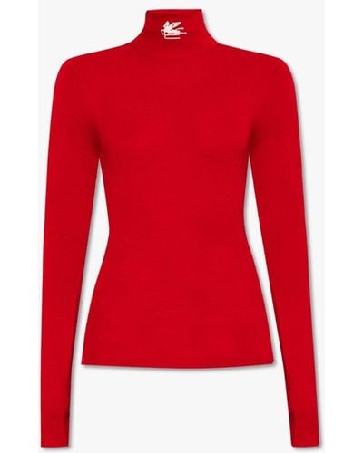 Etro Turtleneck Sweater With Logo - Red