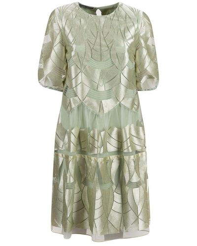 Alberta Ferretti Laser-cut Layered Dress - Green