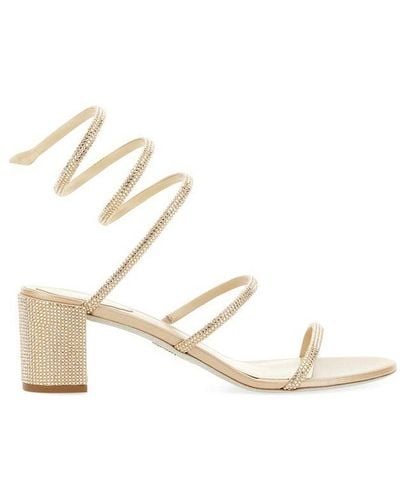 Rene Caovilla Cleo Ankle Strap Embellished Sandals - White