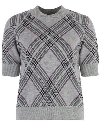 GIUSEPPE DI MORABITO Short Sleeved Knitted Sweater - Gray