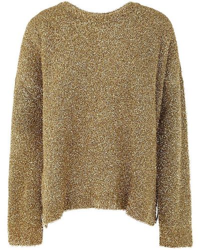 Rabanne Metalized Effect Crewneck Sweater - Natural