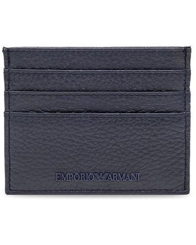Emporio Armani Card Holder With Logo - Blue