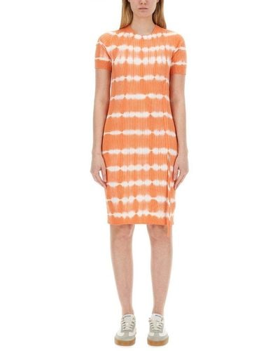 PS by Paul Smith Striped Knit Midi Dress - Orange