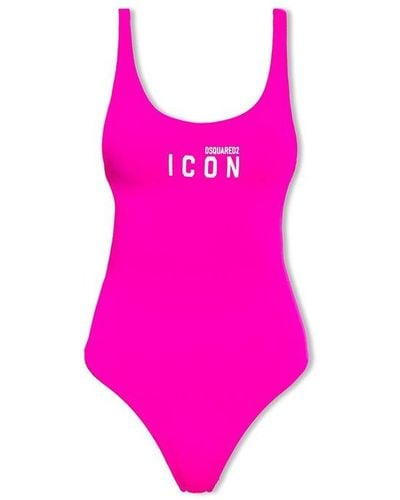 DSquared² Icon-print Open-back Swimsuit - Pink