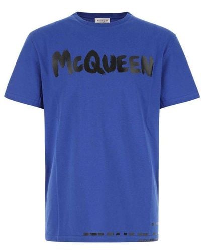 Alexander McQueen Electric Blue Cotton Oversize T-shirt