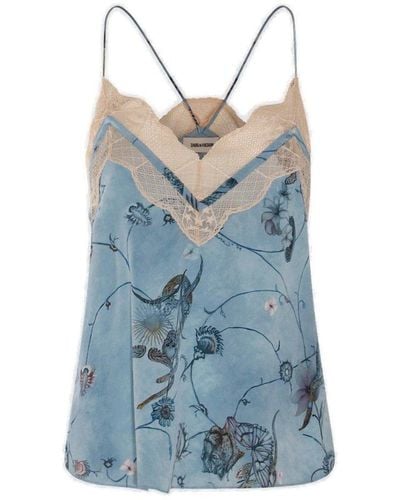 Zadig & Voltaire Lace-detailed Sleeveless Top - Blue