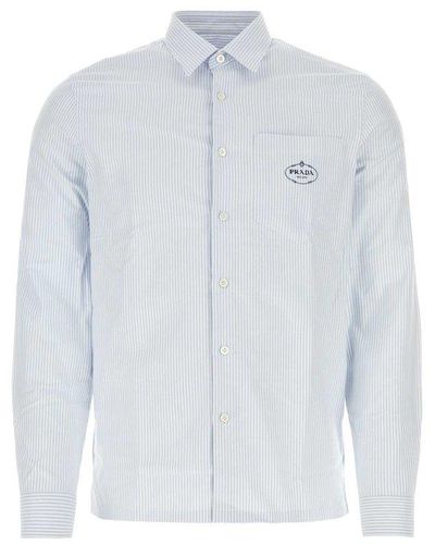 Prada Embroidered Oxford Shirt - White