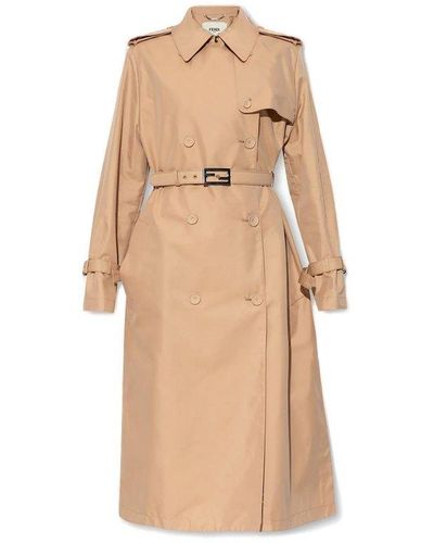 Fendi Double-breasted Trench Coat - Natural