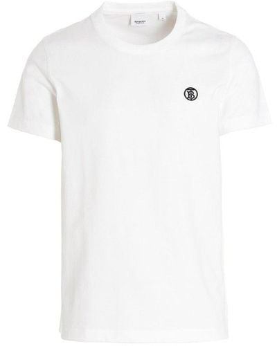 Burberry Logo Embroidered Crewneck T-shirt - White