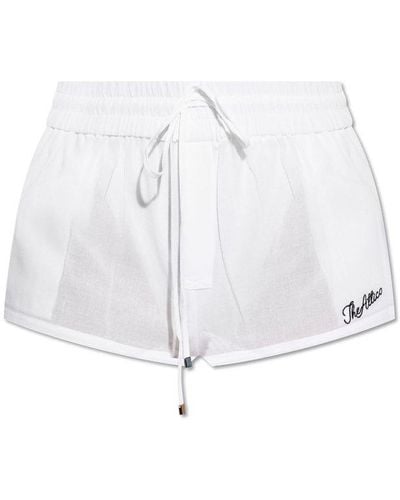The Attico Logo Embroidered Drawstring Shorts - White