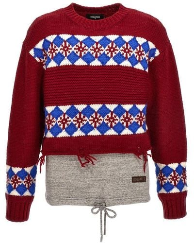 DSquared² Jacquard Sweater Sweater - Red