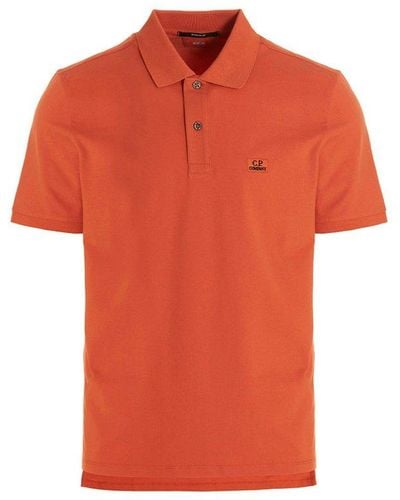 C.P. Company Logo Embroidery Polo Shirt - Orange