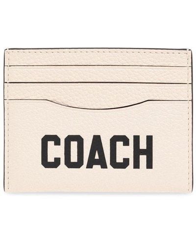 COACH Leather Card Case, - White