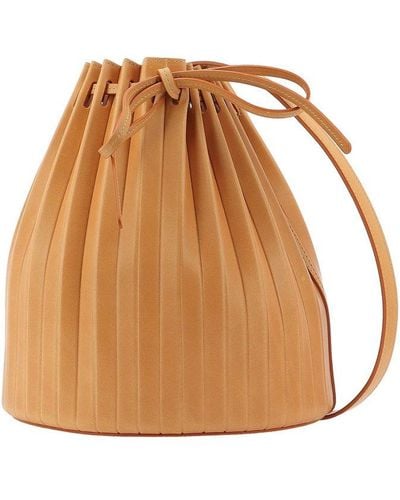 Mansur Gavriel Pleated Drawstring Bucket Bag - Brown
