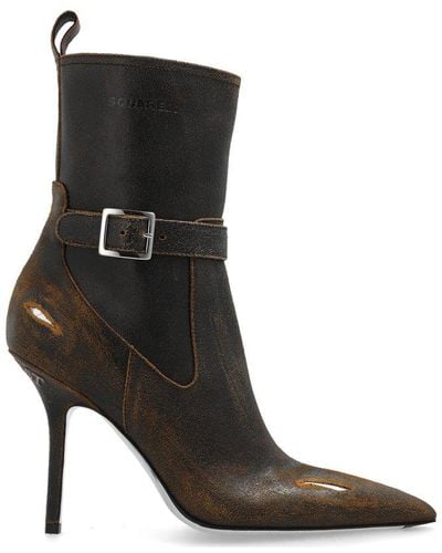 DSquared² Pointed-toe Buckle-detailed Boots - Black