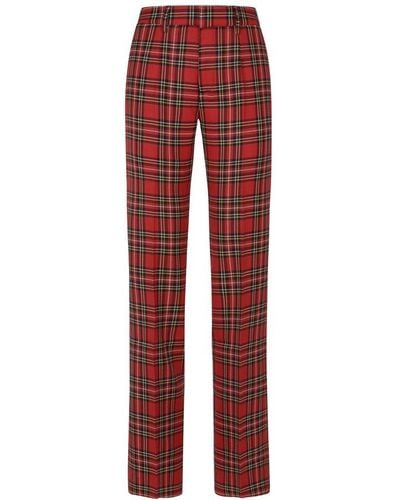 Alessandra Rich Checked Straight Leg Trousers - Red