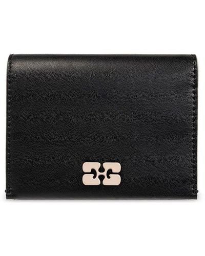 Ganni Wallet With Logo - Black