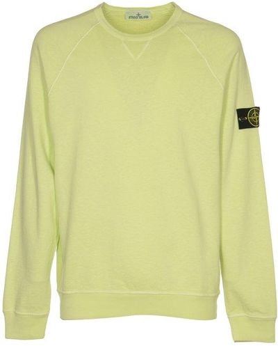 Stone Island Lime Cotton Sweatshirt - Natural