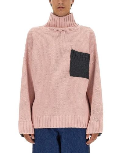 JW Anderson Logo Embroidery Two-color Jumper Jumper, Cardigans - Pink