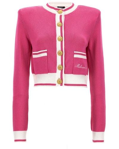 Balmain Signature Knit Cardigan - Pink