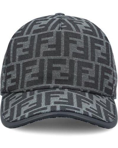 Fendi Logo Printed Curved Peak Cap - Grey
